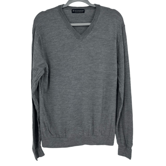 Hart Schaffner Marx Mens M Wool Sweater V-Neck Grey Minimalist Neutral - Picture 1 of 11